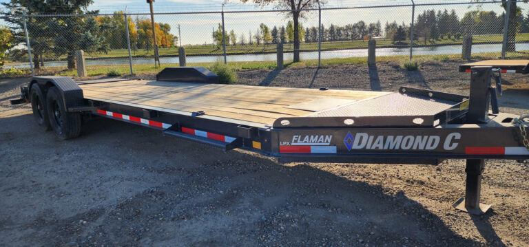 A low-profile 24 ft flat deck trailer