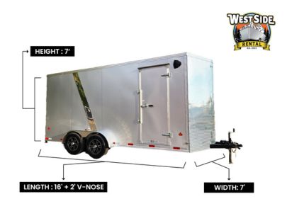 7x16 ft Enclosed Cargo Trailer Rental