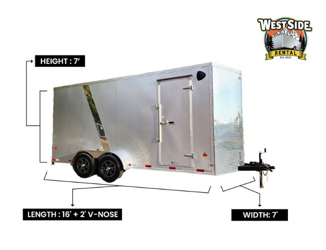 7x16 ft enclosed trailer