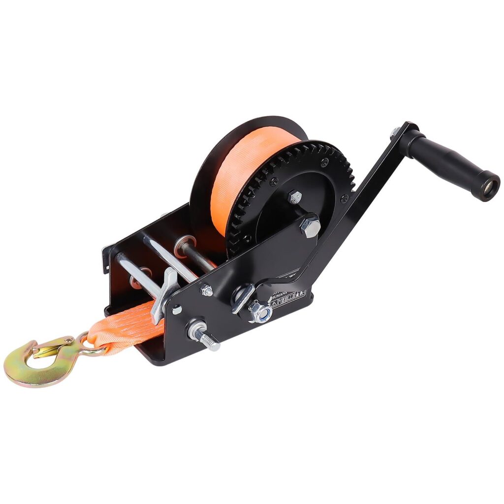 Manual hand crank trailer winch used for boat and utility trailers
