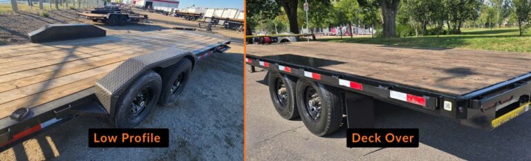 Comparison of low profile trailer and deck over trailer for equipment hauling