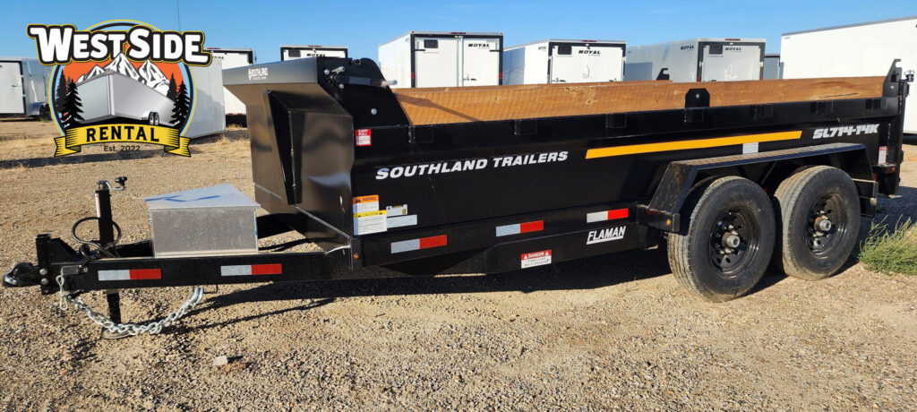 a dump trailer in rental yard